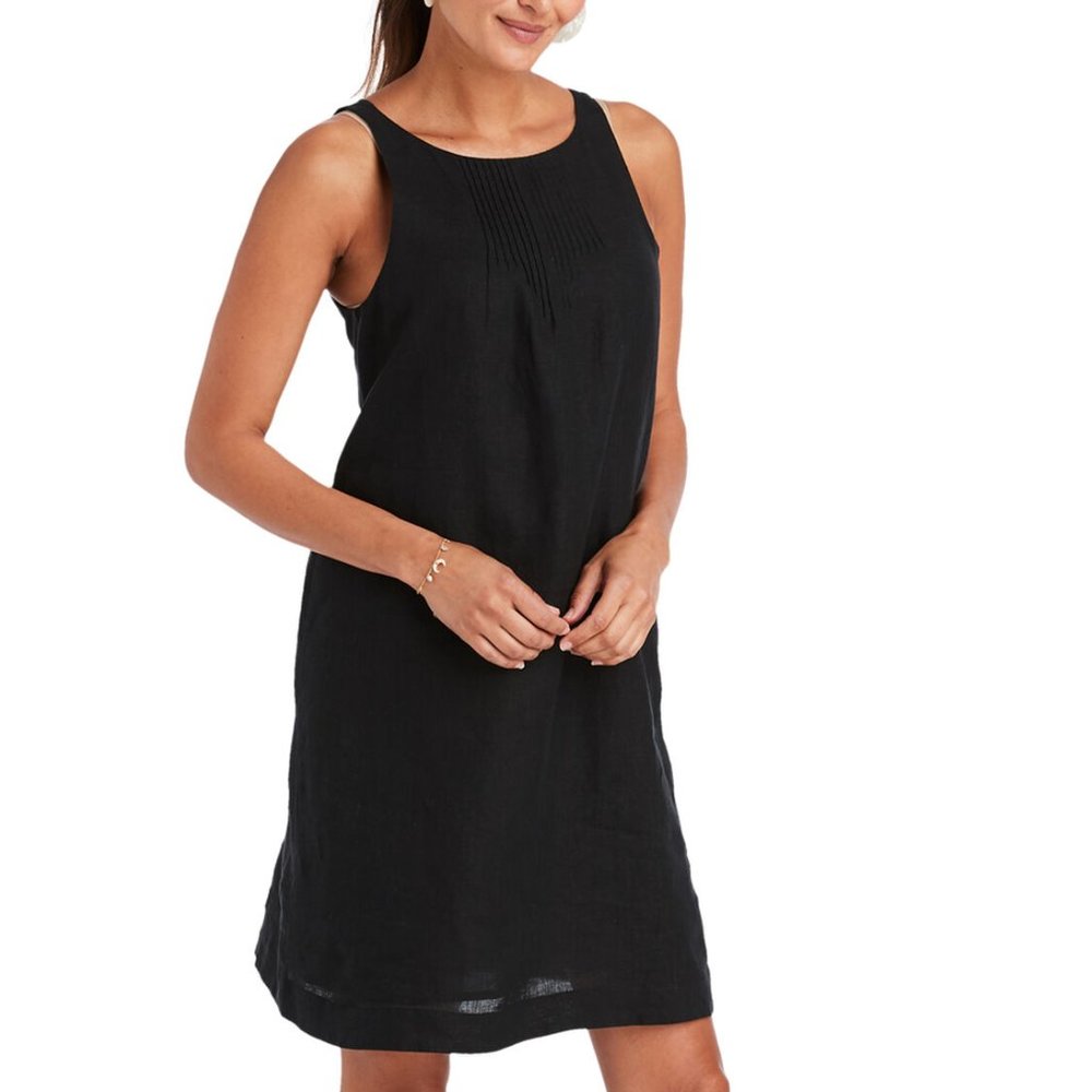 NWT Vineyard Vines - Linen Pintuck Cisco Swing Dress -- Black Size 6